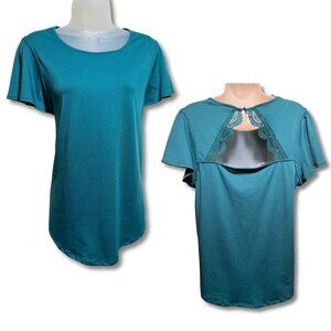 Teal Lace Back Women's Blouse